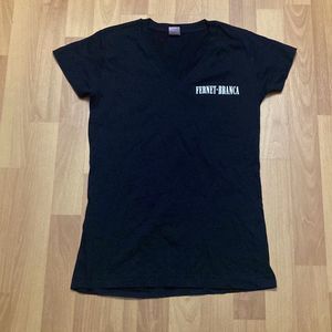 Fernet Branca Black T Shirt V Neck Women Medium NWOT